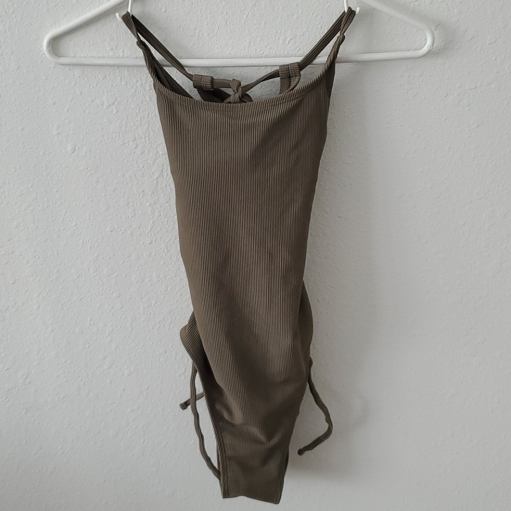 Green one piece bathing suit